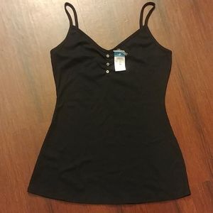 Rue21 Black Faux Button V-Neck Tank Top 3X